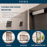 TETOTE 40 x 30 Inch Black Rustic Bathroom Wood Framed Mirror for Over Sink, Farmhouse Natural Dark Black Wooden Rectangle Decorative Wall Mirror, Horizontal/Vertical, Easy to Install TETOTE