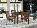 East West Furniture NOFK5-MAH-C 5 Piece Kitchen Set Includes a Rectangle Dining Room Table with Butterfly Leaf and 4 Linen Fabric Upholstered Chairs, 32x54 Inch East West Furniture
