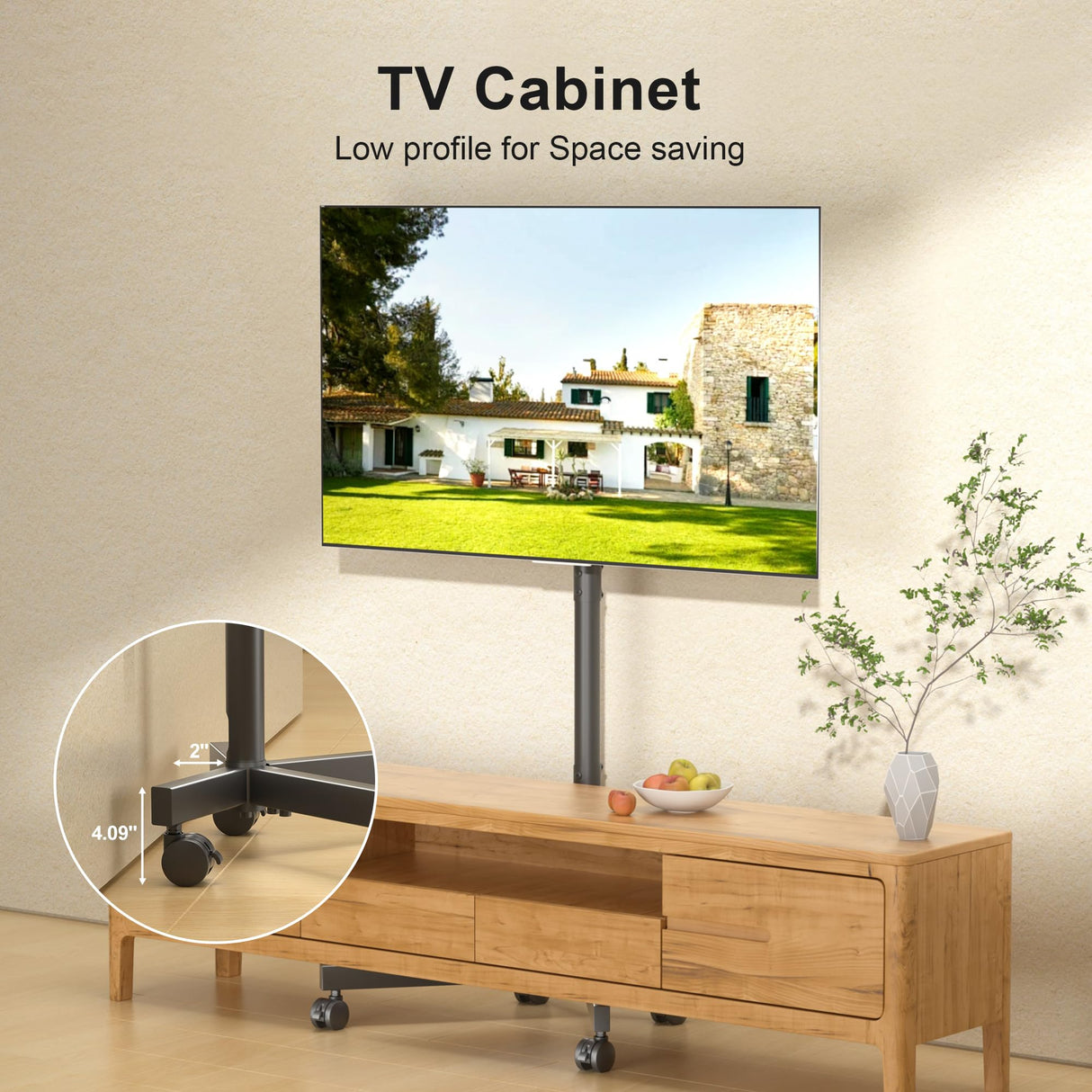 XINLEI Mobile TV Stand with Wheels for Most 21-60 Inch Flat/Curved Screens TVs, Height Adjustable Rolling TV Cart with Shelf, up to 77 lbs, Max VESA 400x400, ML55SE XINLEI