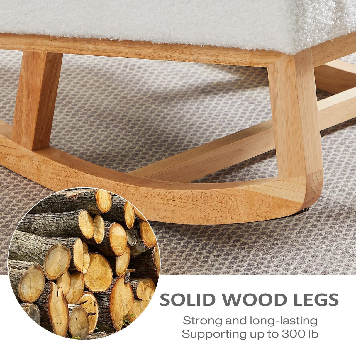 MYFUNSHOP Nursery Rocking Chair Glider – Classic Rocker with Comfortable Cushioning & Smooth Motion for Bedroom MYFUNSHOP