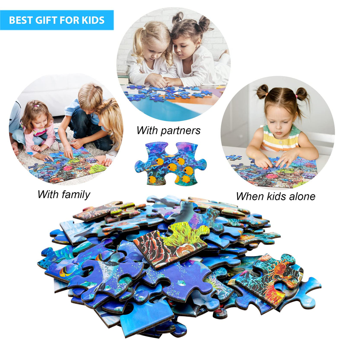Puzzles for Kids Ages 4-8 6-8 8-10 Year Old - Underwater Scene - 100 Pieces Jigsaw Puzzle for Kids Learning Educational Puzzles for Boys Girls (with Sturdy Box) OSBOO