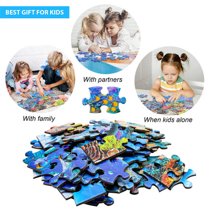 Puzzles for Kids Ages 4-8 6-8 8-10 Year Old - Underwater Scene - 100 Pieces Jigsaw Puzzle for Kids Learning Educational Puzzles for Boys Girls (with Sturdy Box)