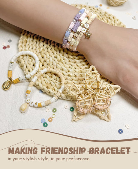 ClaBead 6300 Pcs Clay Beads Bracelet Making Kit for Adults, 24 Colors 6mm Clay Beads for Bracelets Making, Jewelry Making Kits with Letter Beads for Girls 13-15, Friendship Bracelet Kit for Women ClaBead