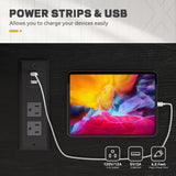 YITAHOME 52" Farmhouse Coffee Bar Cabinet with Storage, Buffet Cabinet with Goblet Holder, 5 Hooks, Power Outlets, Sideboard Cabinet with Sliding Barn Doors for Kitchen & Living Room (Black Oak) YITAHOME