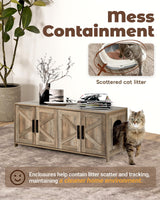 Upolana Cat Litter Box Enclosure, 48 inch Large Hidden Litter Box Furniture for 2 Cats, Double Wooden Kitty Litter Box Cabinet End Side Table, Greige Upolana