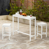 Cozyman 45 Inch Acacia Wood Bar Table and Stools Set in White for Dining and Entertaining Cozyman