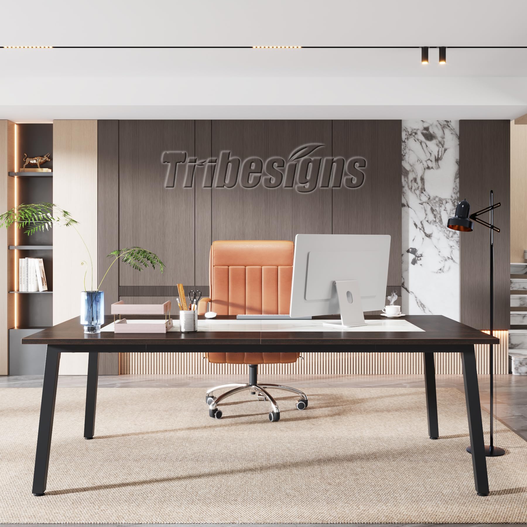 Tribesigns 6.56 FT Conference Table, 78.74-Inch Large Meeting Table for 8-10 People, Rectangle Office Conference Room Table, Business Seminar Table for Office Meeting Conference Room - WoodArtSupply