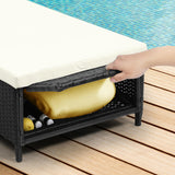 YITAHOME Chaise Lounge Chair with Storage, Wicker Patio Lounge Set of 2 with 5-Position Backrest, Rattan Pool Reclining with Headrest, Arm, Cushion, and Wheel for Poolside Balcony Garden(Black+Beige) YITAHOME