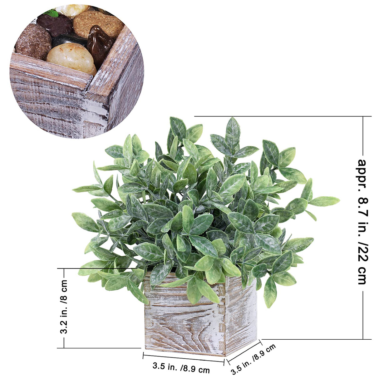 Winlyn Set of 3 Small Potted Plants Artificial Eucalyptus in Wood Box Faux Eucalyptus in Pots Desk Plants Greenery Centerpiece Table Decorations for Farmhouse Kitchen Windowsill Shelf Entryway Decor Winlyn