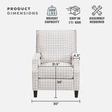 Lexicon Pushback Recliner Chair, Plaid Textured Fabric Armchair Push Back Reclining Chair, Nailhead Trim, Solid Wood Legs, Easy Assembly for Living Room/Office/Apartment, Off-White Lexicon