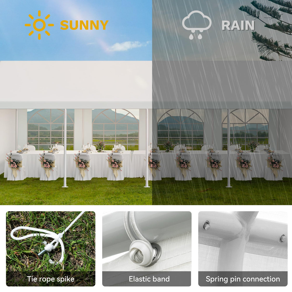 YITAHOME 13x26 ft Party Tent Outdoor Wedding Event Shelters Heavy Duty Upgraded Galvanized Canopy with Large White Roof, Removable Sidewalls & 2 Storage Bags YITAHOME