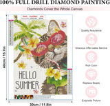 EIBEILI Cat Diamond Art Kits for Adults,5D Summer Diamond Painting Kits for Beginners,DIY Round Full Drill Painting with Gem Art Craft Kits for Home Wall Decor 12x16inch EIBEILI