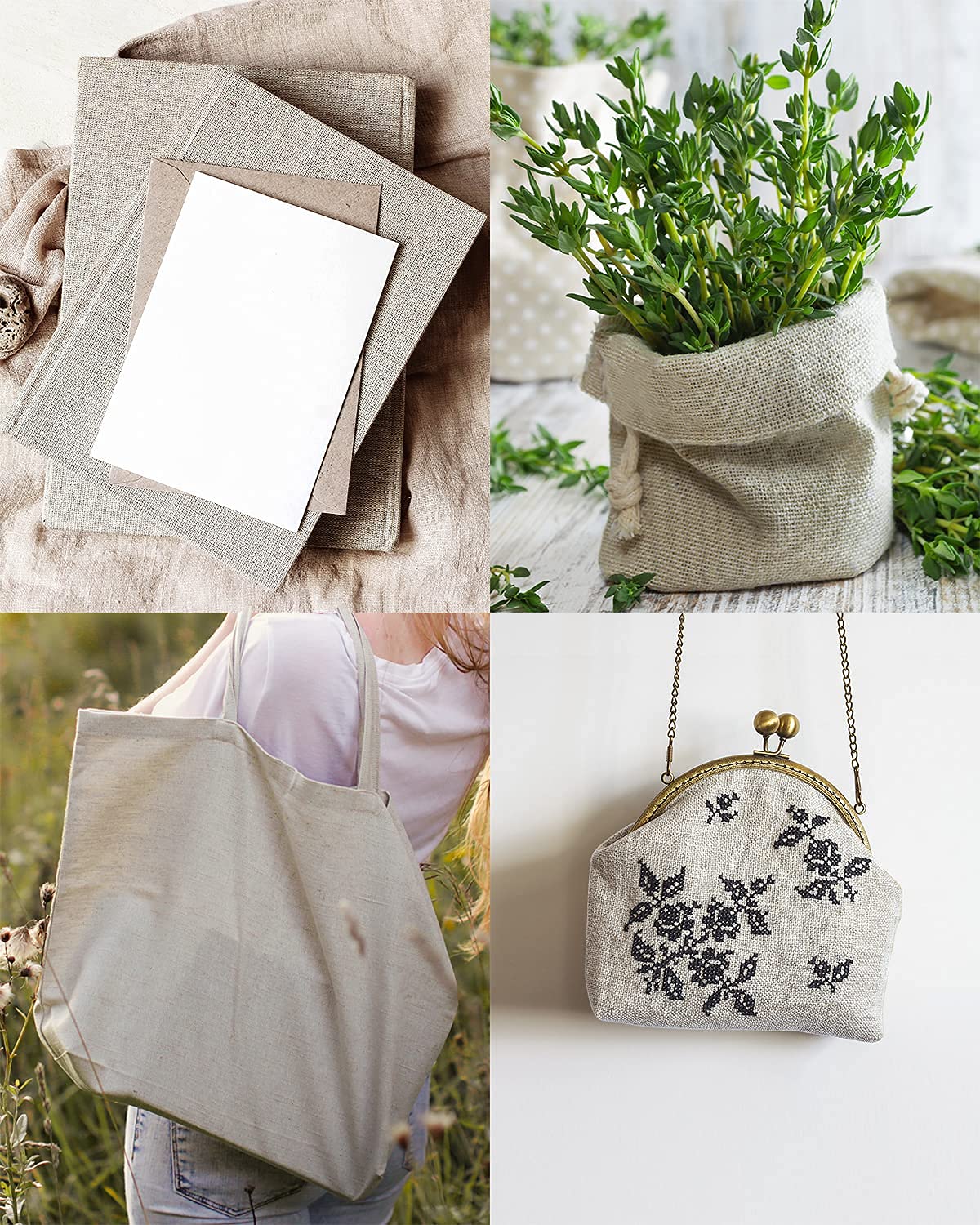 Pllieay 39 x 55 Inch Natural Pure 100% Linen Fabric, Plain Solid Colour Linen Fabric Cloth for Needlework, Dressmaking, Skirts, Bag, Embroidery, Tablecloths and Garments Craft Pllieay