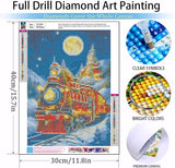 Christmas Diamond Painting Kits for Adults - Christmas Train Diamond Art for Adults Beginner DIY 5D Full Round Drill Gem Art Paint with Home Wall Decor (12x16in) Benjenes