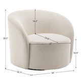 KINWELL 34" W Swivel Barrel Chair Set of 2, Mid Century Modern Round Upholstered Boucle Swivel Accent Chairs, No Assembly Sofa Chair for Living Room Bedroom Reading, Cream KINWELL