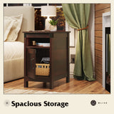 WLIVE End Table with Charging Station, Side Table with USB Ports and Outlets, Narrow Side Table for Small Spaces, Living Room, Couch, Nightstand with Storage, Espresso WLIVE