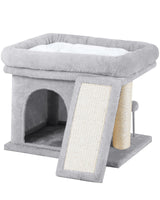 Aechonow Cat Tree Tower for Large Cat, Cat Bed House with Large Perch for Adult Cats, 20 * 16.5 Inch Big Platform for Indoor with Super Cozy Mat, Large Condo with Scratching Post, Light Gray Aechonow