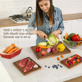 Acacia Wood Cutting Boards Set of 3 for Kitchen, Large Wooden Cutting Board with Juice Groove, Charcuterie Board, Chopping Board for Meat, Cheese, Fruits(17x12, 12x10, 12x7 inch) Misawce