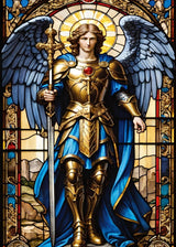 WGSMGL 5D Diamond Painting Kit, Religious Stained Glass Angel Art, Full Drill Round Diamonds, DIY Craft Home Decor, 12x16 Inch WGSMGL