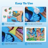 GHHKUD Jigsaw Puzzle Glue,300ML Puzzle Glue Clear with Applicator Brushes for Puzzle Paper Wood, Replace Puzzle Saver Sealer for Over Thousands Pieces of Puzzle Glue Sheets Accessories Tools (Blue) GHHKUD