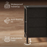 Huuger 63 Inch TV Stand for 65, 70 Inch TV, 11 Drawer Long Dresser with Power Outlets and LED Lights, Entertainment Center with Storage, Black Dresser with PU Leather Surface Huuger