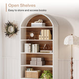 Tribesigns 76.8" Tall Arched Bookcase, 5-Tier Bookshelf with File Cabinet Drawer, Modern Freestanding Wooden Bookshelves, Large Open Display Storage Shelves for Home Office, Living Room Tribesigns