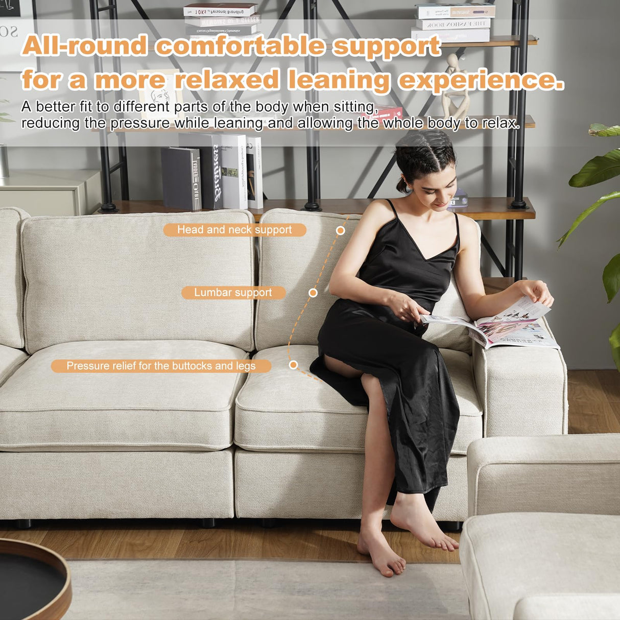 COOSLEEP 3 Seater Sofa Couch with Storage Layer, Removable and Washable Cushion Cover, Modern Sofa-100 Sofa with Solid Frame up to 1200Lbs, Couches for Living Room, Beige Chenille COOSLEEP HOME