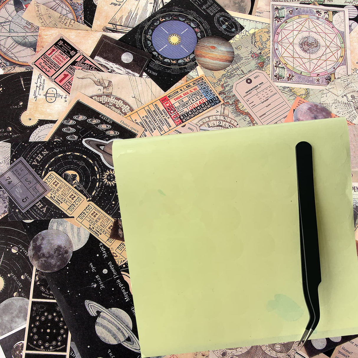 TIYPKE 200pcs Aesthetic Stickers - Vintage Scrapbook Stickers for Journaling, Bullet Journals, Scrapbooking, Space & Moon Themes SIGUJAYGE