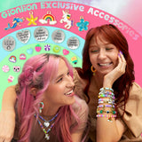 Gionlion Charm Bracelet Making Kit for Girls 8-12, Arts and Crafts Charms for Jewelry Making Supplies Kit with 198Pcs Letter Beads, Unicorn/Mermaid DIY Birthday Mothers Day Gifts Toys Ideas for Kids Gionlion