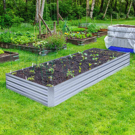 FOYUEE Galvanized Raised Garden Beds for Vegetables Large Metal Planter Box Steel Kit Flower Herb, 8x4x1ft FOYUEE