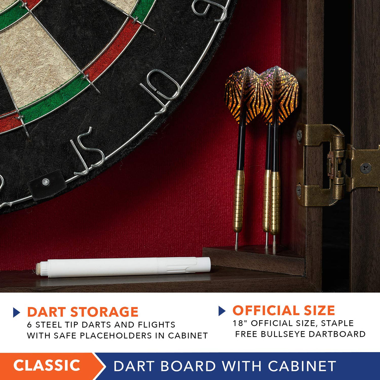 Rally and Roar Dartboard Cabinet, Small, Brown Rally and Roar