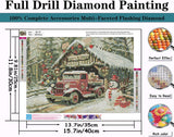 Christmas Diamond Painting Kits for Adults Beginners,DIY Winter Red Truck Diamond Art,5D Full Round Drill Diamond Dot Gem Art Kits, Home Wall Decor 16x12 Inch AREOPNMG