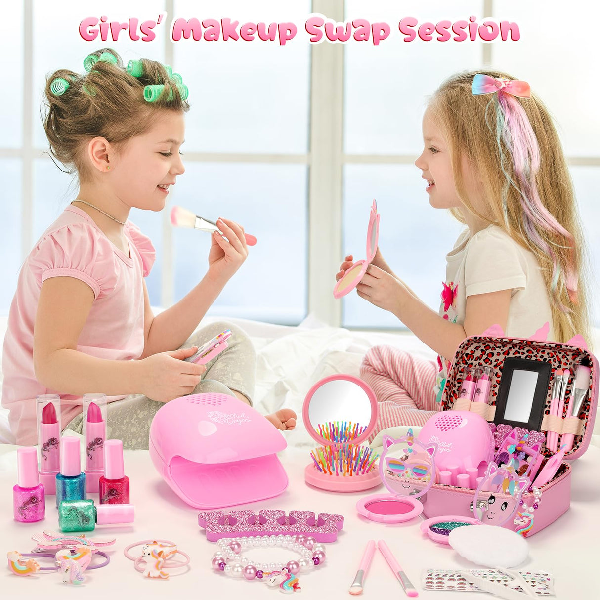 PERRYHOME Kids Makeup Kit for Girls, Kids Makeup Sets for Girls 5-8 Unicorn Washable Real Cosmetic Set Nail Polish Set, Toddler Birthday Gifts Princess Toys for 3 4 5 6 7 8 9 10 11 12 Year Old (Pink) PERRYHOME