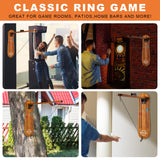 SITOO Ring Toss Game for Adults, Outdoors Games, Wall Mounted Hook and Ring Game with Foldable Arm (Wood) SITOO