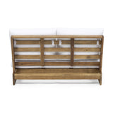 Great Deal Furniture Kaitlyn Outdoor Acacia Wood Loveseat with Cushions, Teak and White GDFStudio