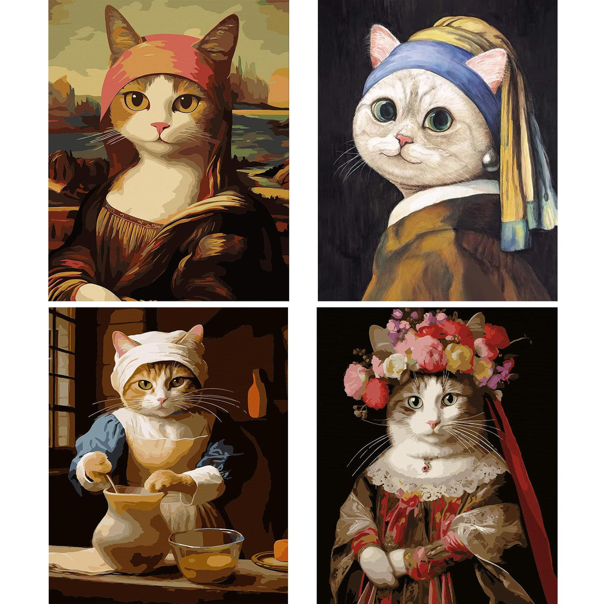 CTEOUNPT 5D Diamond Art Kits for Adults - Funny Cat Diamond Painting Kit, DIY Mosaic Canvas Crafts, Cute Cat Wall Decor for Beginners (4pcs, 11.8 * 15.7in) CTEOUNPT