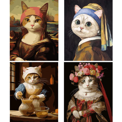 CTEOUNPT 5D Diamond Art Kits for Adults - Funny Cat Diamond Painting Kit, DIY Mosaic Canvas Crafts, Cute Cat Wall Decor for Beginners (4pcs, 11.8 * 15.7in)