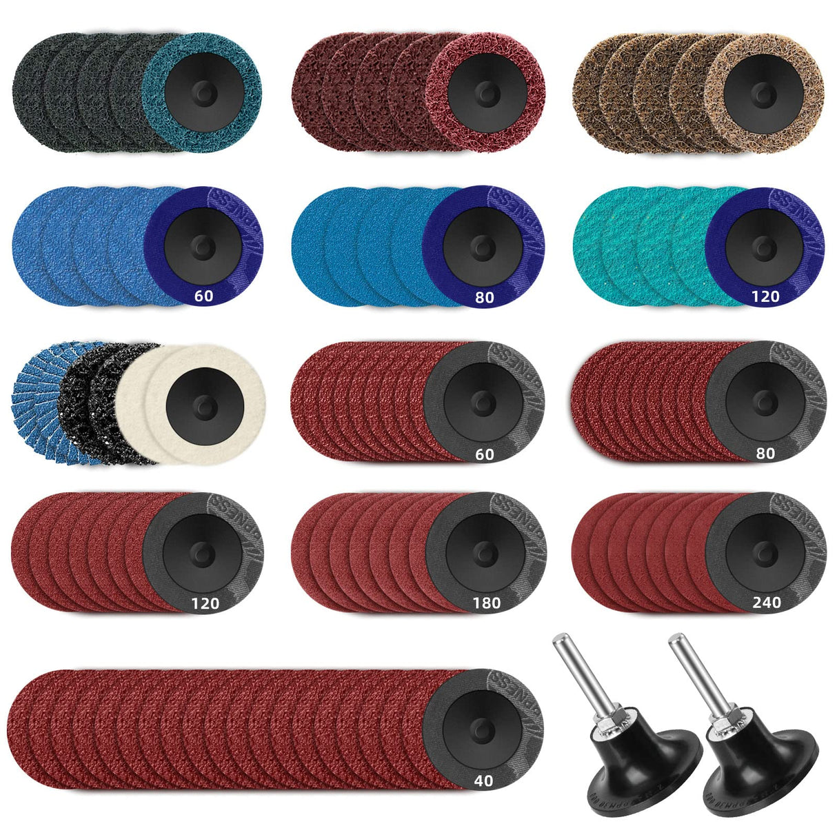 Tanzfrosch 108Pcs Sanding Discs Set 2 inch Quick Change Disc with 1/4 inch Holder Surface Conditioning Disc for Die Grinder Surface Prep Strip Grind Polish Burr Finish Rust Paint Removal Tanzfrosch
