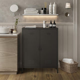 Steehoom Metal Storage Cabinet with 2 Door, Steel Locker Sideboard Buffet Cabinet Console Table for Home Office (Black) Steehoom