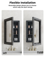 FLYJOE Medicine Cabinet Mirror 16 x 24 Inch Farmhouse Bathroom Mirror Door Solid Wood Storage Cabinet with Adjustable Shelves, Wall Mounted for Bathroom Living Room, Grey FLYJOE