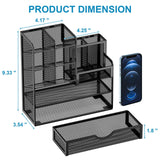 Marbrasse Mesh Pen Holder for Desk, Multi-Functional Pencil Organizer with Drawer, Desk Organizers and Accessories for Office Art Supplies (Black) Marbrasse