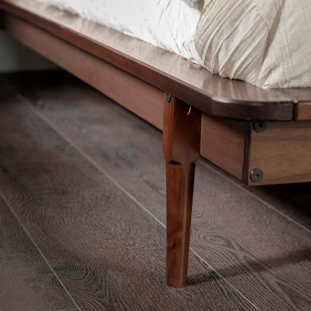 Walker Edison Mid Century Modern Solid Wood King Platform Bed with Headboard and Footboard - Walnut Finish Walker Edison