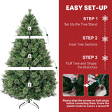 Hykolity 6 ft Prelit Christmas Tree, Artificial Christmas Pine Tree with 350 Warm White LED Lights, 1016 PVC Branch Tips & Needles, Metal Stand and Hinged Branches hykolity