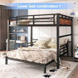HKOLIE Queen Over Queen Bunk Bed, Convertible Metal Bunk Beds Can Separate into Loft Bed and Platform Bed, Heavy Duty Noise-Free Bed Frame with Safety Rails for Adults Teens Kids, Black HKOLIE