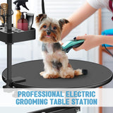 PullaFun 24" Electric Dog Grooming Table, Adjustable Overhead Arm Dog Grooming Table, Rotating Desktop Pet Grooming Table, Suitable for Household Dogs, Non-Slip Table, Black PullaFun
