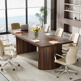 Tribesigns 6.56 ft Conference Table for 6-8 People, 78.7" Large Rectangle Meeting Table with Double Pedestal, Farmhouse Seminar Table Boardroom Desk for Office Meeting Conference Room, Walnut Tribesigns