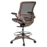 Flash Furniture Waylon Mid-Back Swivel Office Chair with Adjustable Foot Ring and Seat Height, Ergonomic Mesh Chair with Armrests, Black/Gold Flash Furniture