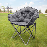 MacSports C932S-129 Padded Cushion Outdoor Folding Lounge Patio Club Chair, Gray MacSports