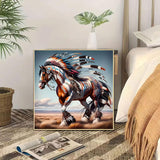 CHWGLFGG 5D Diamond Art Kits for Adults Beginners,DIY Full Round Drill Diamond Painting Kits Horse,Paint by Diamonds Dot Gem Art Crystal Prairie Easy,Home Wall Decor 13.7X 13.7Inch CHWGLFGG