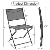 Yaheetech Patio Portable Dining Chairs Set of 4 with Metal Frame, Outdoor Metal Folding Chairs with Backrests for Camping, Lawn, Yard, Beach, Dark Gray Yaheetech